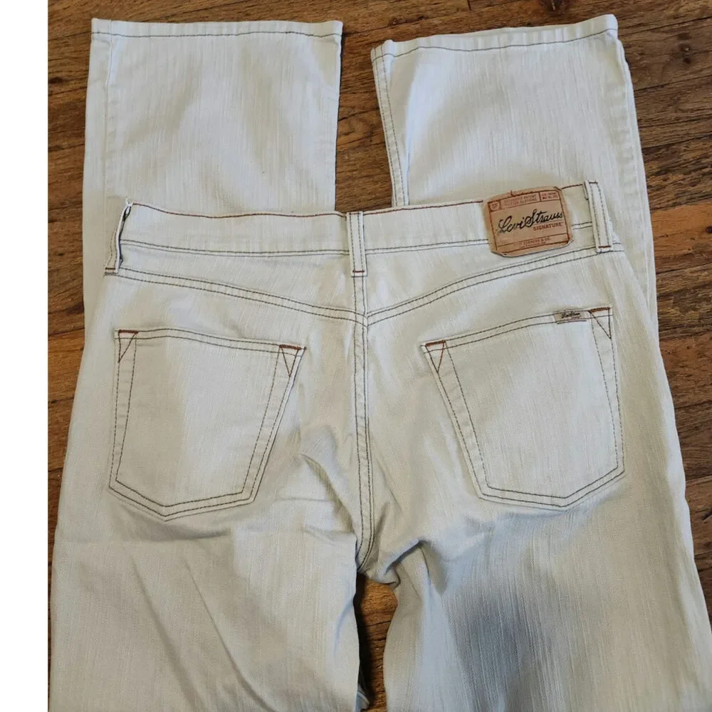 Levis Strauss sz 10 Stretch Bootcut JEANS Gray White Wash